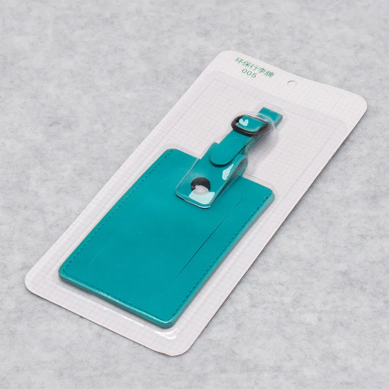 Luggage Tags PU Leather Bag Tags Travel Accessories Suitcase ID Address Holder Baggage Boarding Tag Portable Label - Цвет: Light blue