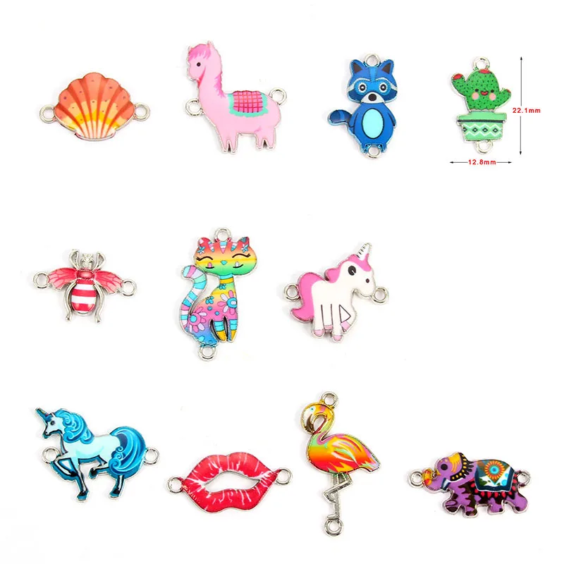 10 шт. милый мультфильм животное слон Единорог енот сплав эмаль соединители