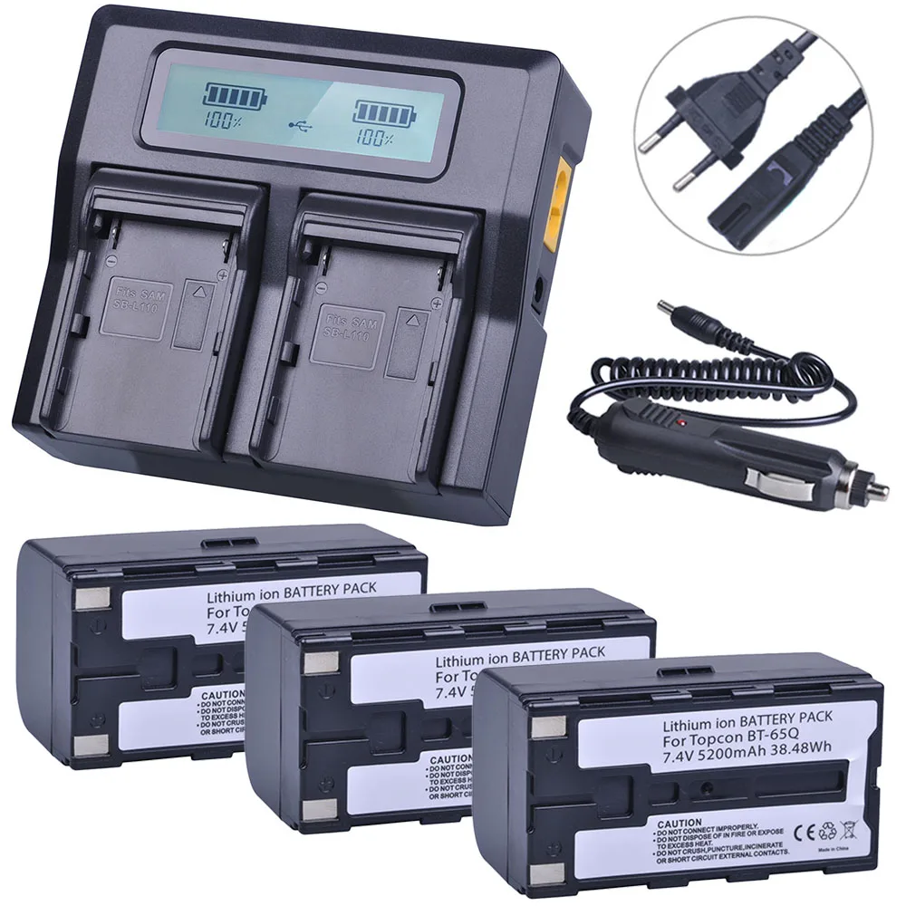 Pickle Power BT-65Q BT65Q + быстрое двойное зарядное устройство с ЖК-дисплеем для Topcon GTS 900 и GPT