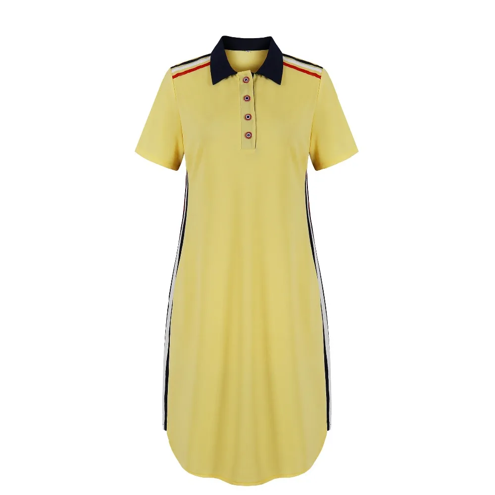 Fashion Brand Women Polo Dress T Shirt Short Sleeve Summer Elegant Dresses Patchwork Female Casual Oversized 6XL Vestidos
