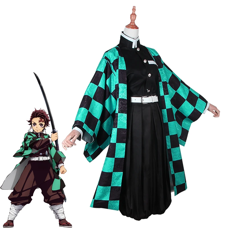 Аниме демон убийца Kamado Tanjirou костюмы для косплея Kimetsu no Yaiba Кимоно на Хэллоуин |