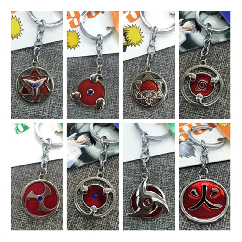

20 Style Anime Naruto Keychain Uchiha Itachi Mangekyou Sharingan Akatsuki Kakashi Konoha Pendant Key Chains Men Chaveiro Props