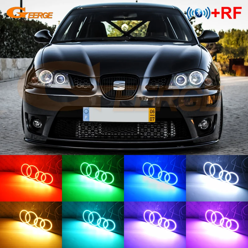 

For Seat Ibiza 6L Cordoba facelift 2006 2007 2008 RF remote Bluetooth APP Multi-Color Ultra bright RGB LED Angel Eyes kit