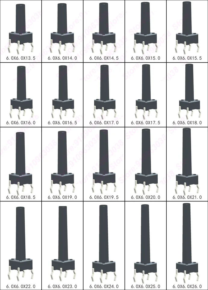 Lot De 100 Interrupteurs Tactiles Bouton-poussoir 6x6 Mm, 4 Broches DIP - Pour Circuits Imprimés, Projets électroniques
