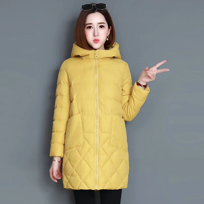 women Coats Hooded fashion parkas Solid color jacket Medium and long section women Autumn And Winter new Thicken warm jacket