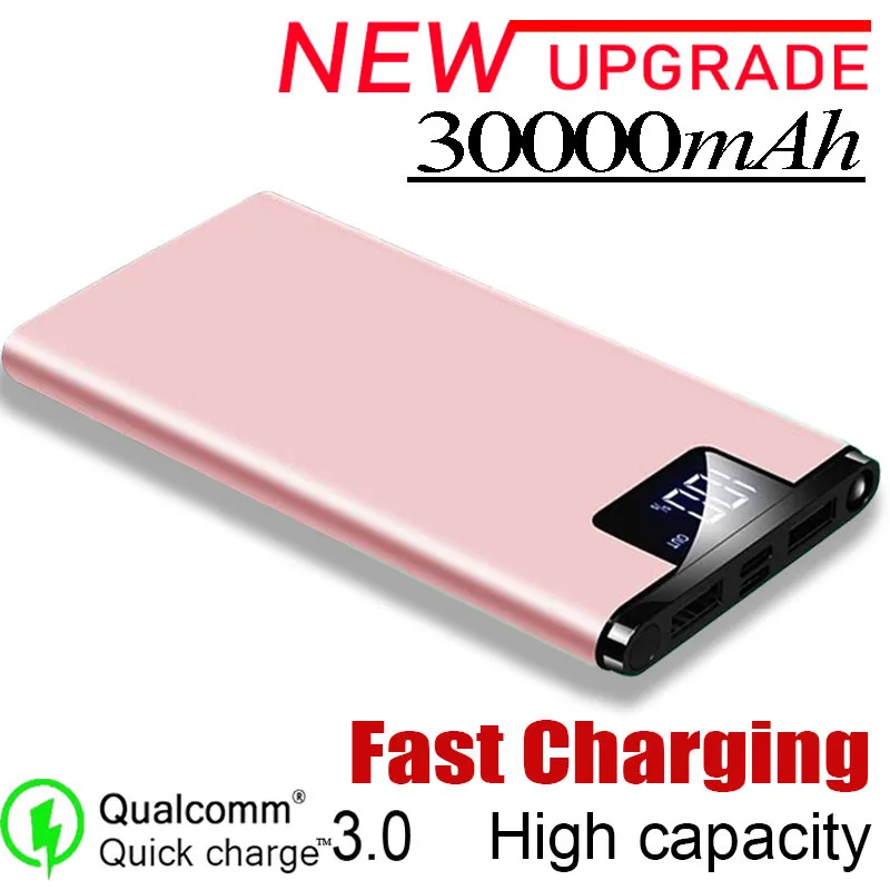 Ultra-thin Power Bank 30000 MAh Large-capacity Portable Charger Travel Mobile LCD Digital Display External Battery Pack | Мобильные