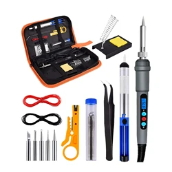 Kit de fer à souder, outils de soudage, écran à commande numérique LCD, sommeil automatique, 5 pointes, support de pompe à dessouder, Tube de fil de soudure 