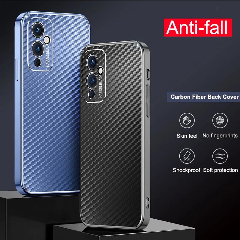 

Противоударный чехол для телефона Oneplus 9 Pro 9pro, чехол с алюминиевой рамкой, задняя крышка из углеродного волокна для oneplus 9R Oneplus 9R 1 + 9, чехол