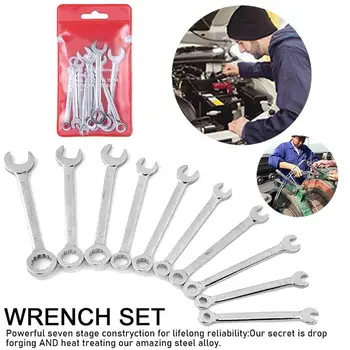 

10Pcs Mini Engineer Wrench Dual Heads Offset Ring Spanner Tools Spanner Combination Key 4-11mm Wrenches Hand Set Ring Small G8O5
