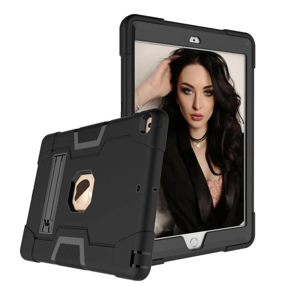 Для Apple iPad 10,2 дюймов A2198 A2200 A2232 чехол для планшета ударопрочный детский безопасный ПК силиконовый гибридный Стенд чехол для всего тела - Цвет: Black - Black