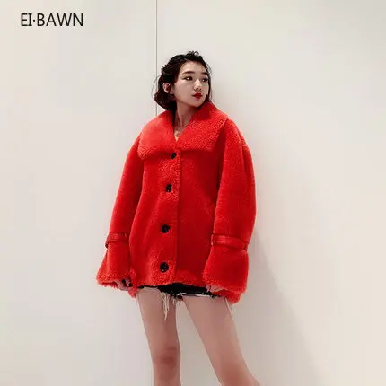 2019 зима новая Корейская версия из зернистой шерсти композитный мех одна овечья