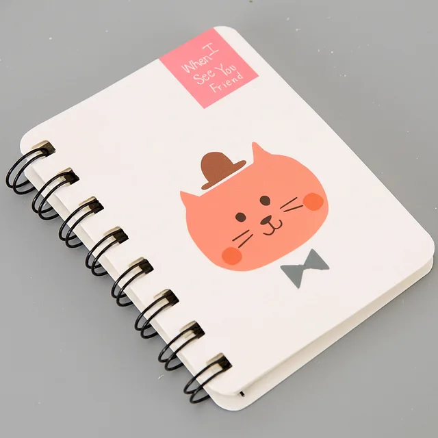 80Page A7 Korea Cartoon Anime Coil Notebook Small Notepad Animal Rollover Office School Learn Supplies Mini Kawaii Diary Journal 1827
