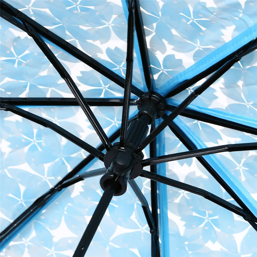Прозрачные зонтики для защиты от ветра и дождя, прозрачный зонтик Сакура, 3 сложения, прозрачное поле зрения, бытовая дождевая Экипировка