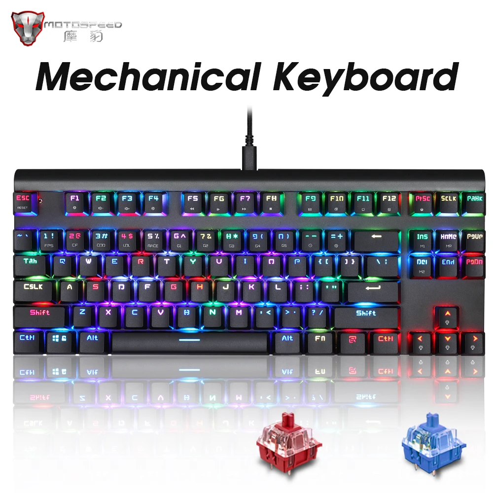 MOTOSPEED CK101 Mechanical Gaming Keyboard Keyboards 87 Keys Backlight Keyboard High-sensitivity for Computer Gamer Russian
