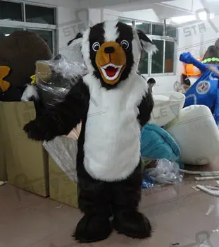 

quality cartoon dog mascot costumes cartoon black and white fur dog mascot design