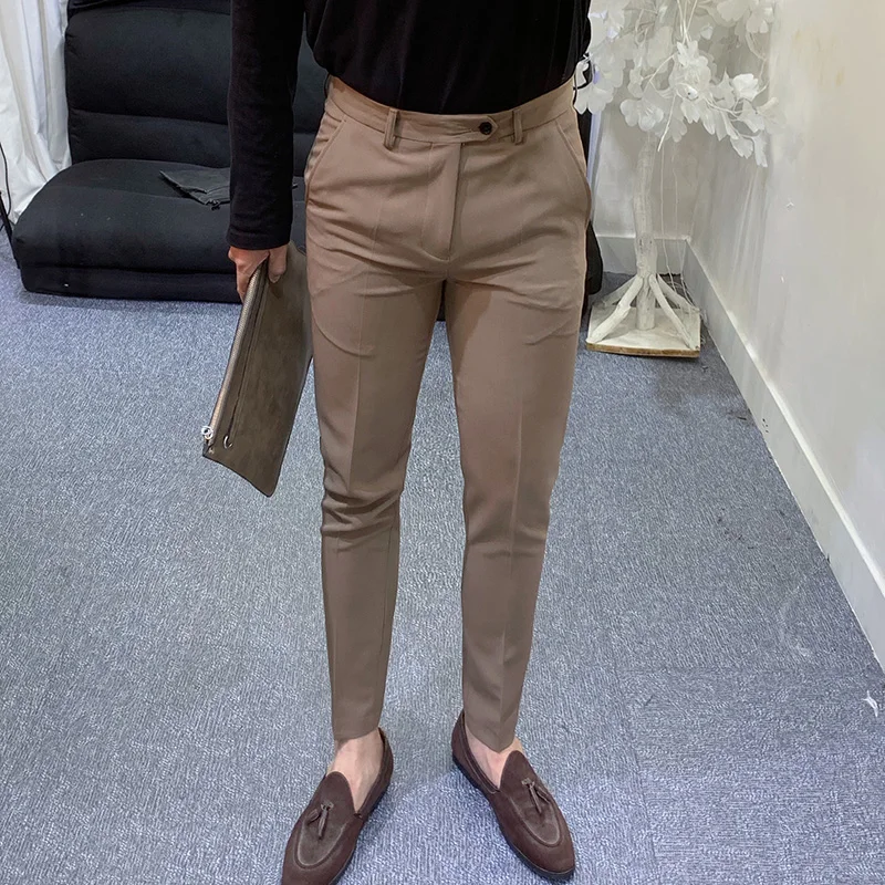 

2022 Spring Autumn Fashion Solid Color Pants for Mens High Waist Trouser Male Formal Casual Suit Pant Men's Business Pants Z08