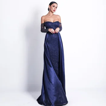 

JS656J-Autumn and winter 2019 new Cape two piece long sleeve evening dress dress