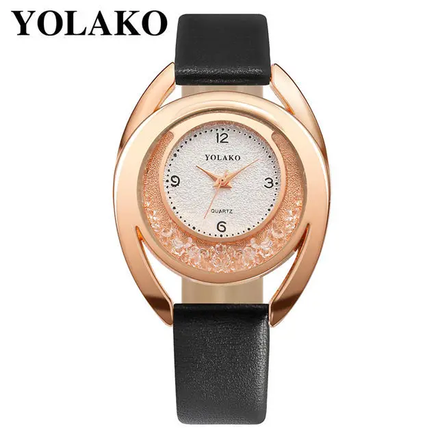 

Yolako Leather Watch Ladies Dress Watch Diamond Wrist Watch