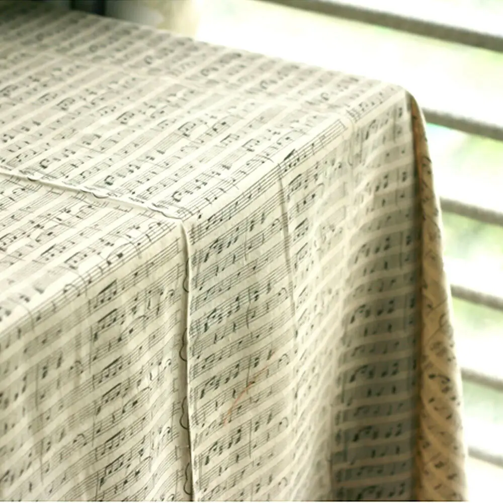 Piano Music Score Printed Fabric Sheet Retro Linen Cotton DIY Handmade Craft Sewing Cushion Tablecloths Decor Material