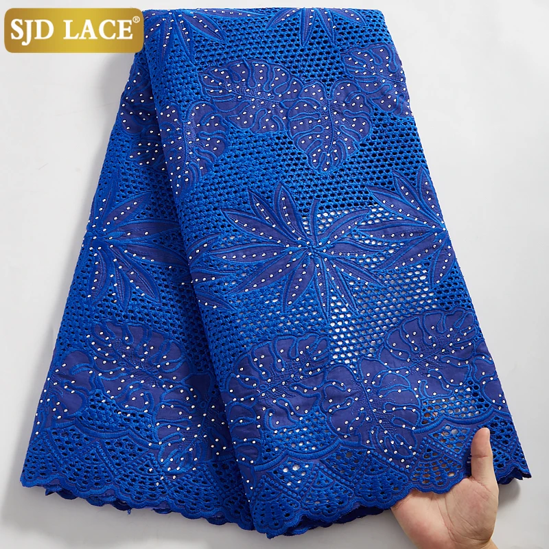 PROD 1005002855581126 SJD LACE 5Yards Swiss Voile Lace Dubai Style High
Quality Holes Pure Cotton African Lace Fabric Royal Blue Church
Material A2496