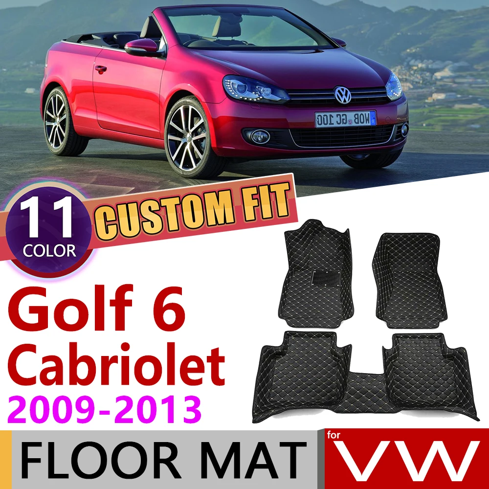 Пользовательские автомобильные кожаные Коврики для Volkswagen VW Golf 6 Cabriolet MK6 5K 2009~ 2013 5 мест коврик для ног Аксессуары для ковров 2010 2011
