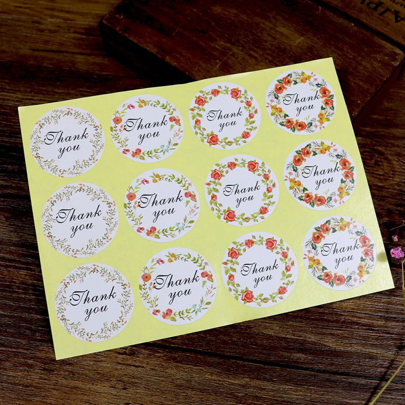 

60pcs Thank You Tape Flower Sealing Label Adhesive Paper Seal Sticker for Baking Gift Box BagStickers Funny DIY Multi-use Label
