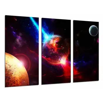 

Explosion Planet, Space, Blue, Network, photo print on wood, modern picture decorative 26699