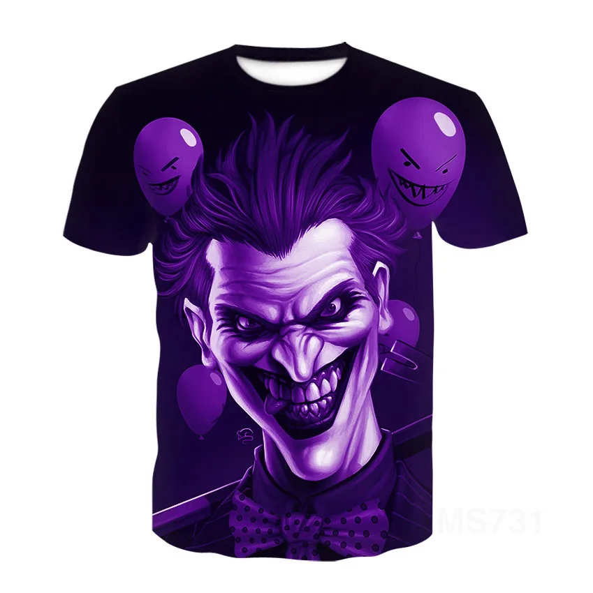 

Clown T shirt summer men's short sleeve hip hop funny 3DT shirt fashion men and women casual T shirt top
