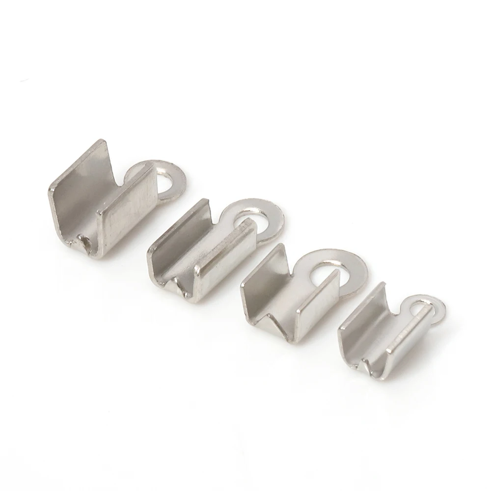 100pcs Stainless Steel Rope Clip 2.5/3mm Cord Fastener Crimping End Caps Clasps Connectors for DIY Jewelry Making DIY Findings