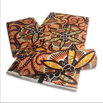 

African Printed Golden Wax Fabric Swiss Cotton Block Ankara With Gold Line Layer Surface For Sewing Wedding Dresses SP1020