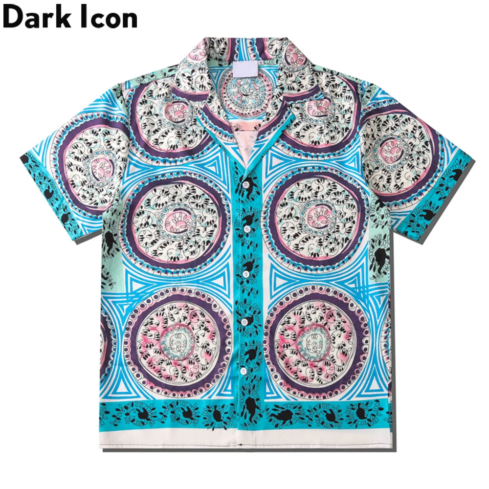 

Dark Icon Full Printed Hawaiian Shirts Men Vintage Men's Shirt Summer Holiday Beach Style Shirt for Men