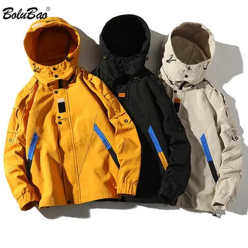 

BOLUBAO New Men's Jackets Fashion Hit Color Autumn Winter Trend Jacket Male Street Style High Quality Hooded Jackets Coat Men