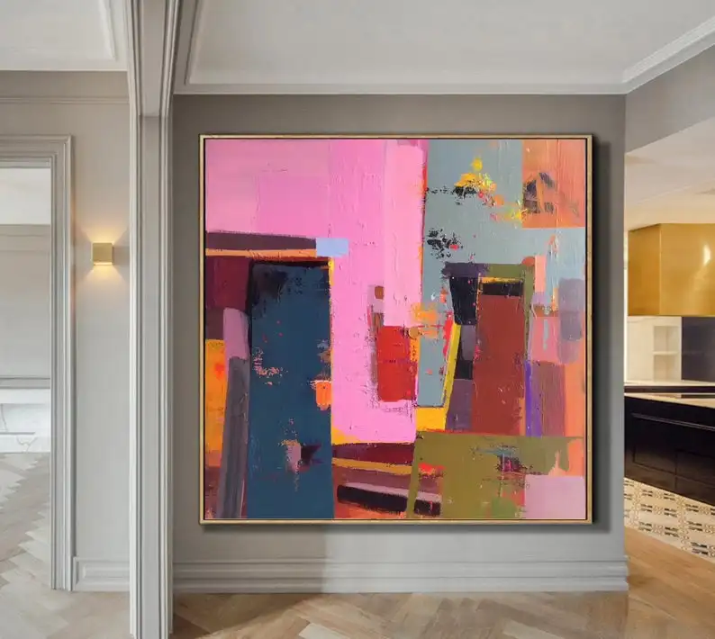 

Абстрактная живопись оригина Холст Картина маслом Большой Глаз Wall Art розовый картина маслом абстрактная живопись акриловой живописи минималистский огромное полотно