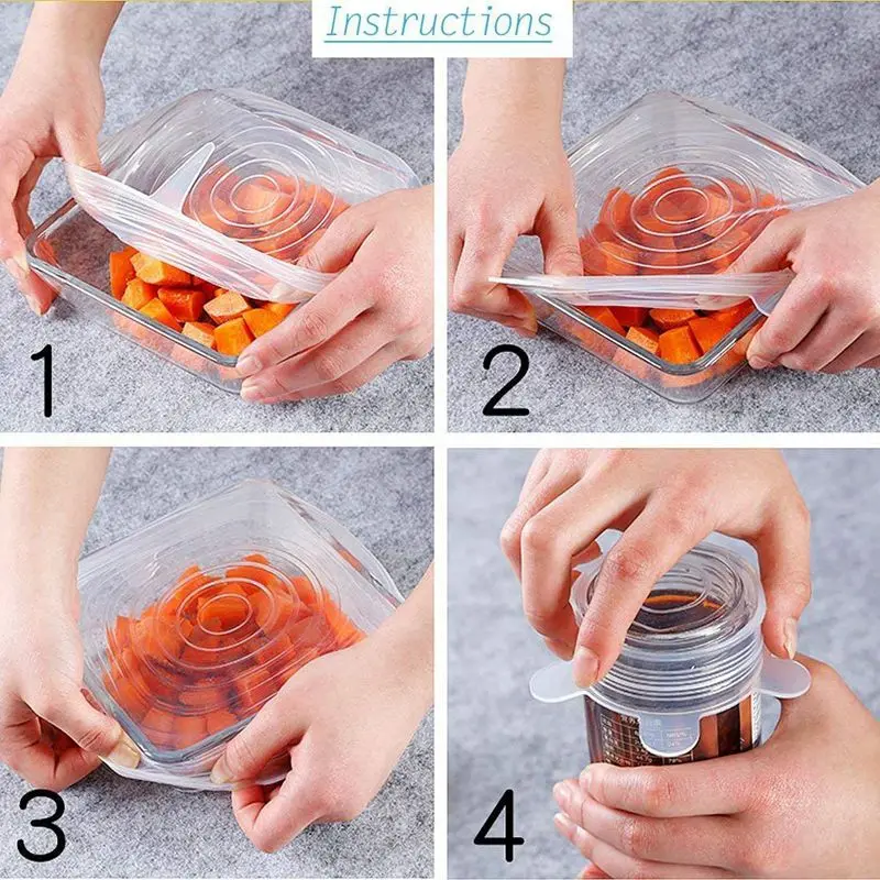 ABSF 12 pcs Silicone Lid Stretch Reusable Lids Expandable Silicone Lid Universal / Food Storage, Suitable for Microwave / Oven /