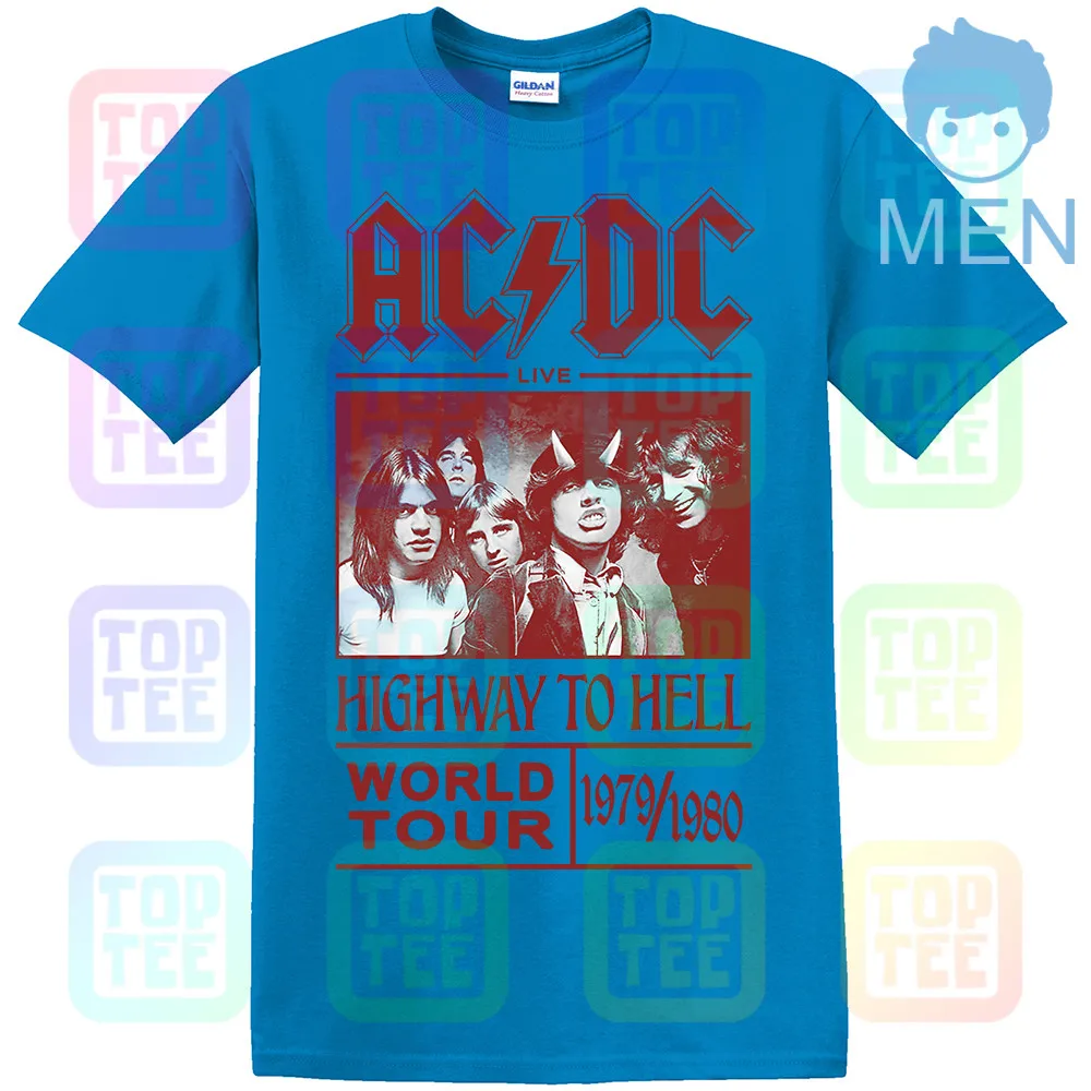 AC/DC Футболка Highway To Hell World Tour 1979/1980 все размеры официальный логотип - Цвет: MEN-ROYAL BLUE