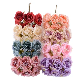 

6Pcs artificial flower 4cm stamen peony flower bouquet for wedding home decoration DIY wreath scrapbook gift box craft flower