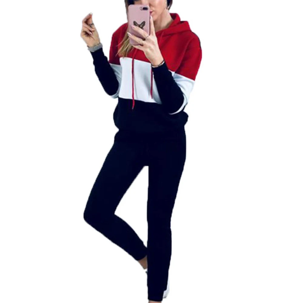 

New Womens Tracksuit Set Autumn New Hooded Sweater Elastic Waist Pants Suit Long Sleeve Women Clothes Women Joggers Suit Sets