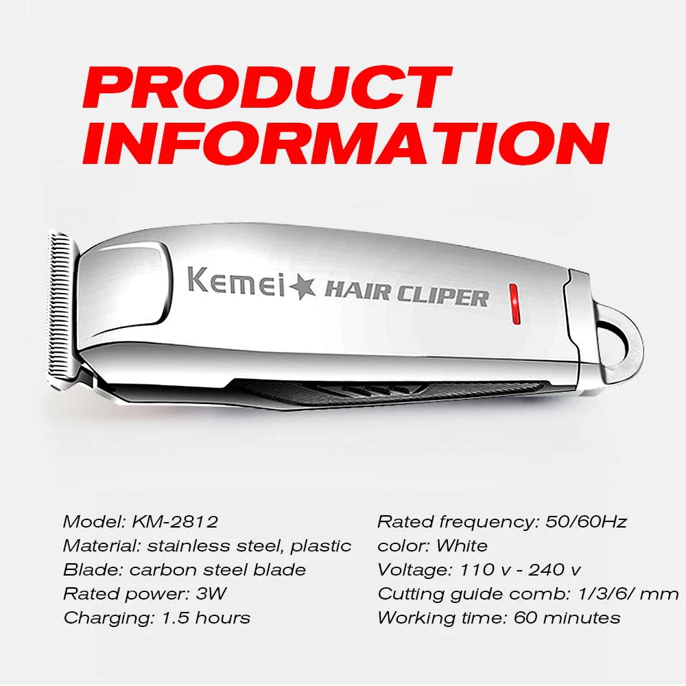 Kemei-2812 машинка для стрижки волос, электрический триммер для волос, профессиональная стрижка, бритва, машинка для стрижки волос, триммер для бороды, инструменты для укладки