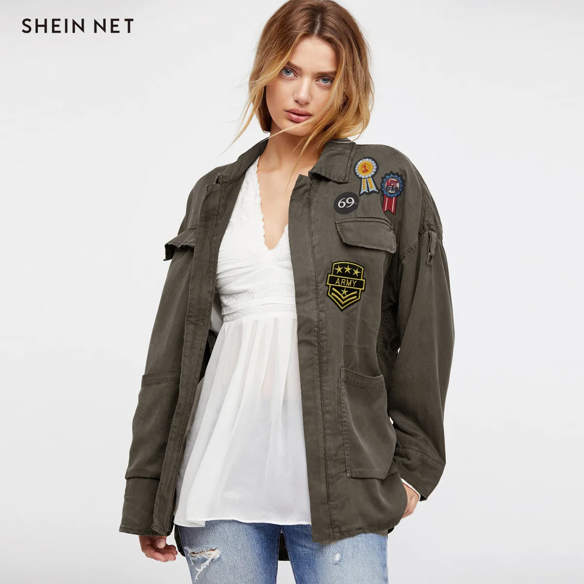 

2019 Autumn New Style Europe And America-Style Military Style Wind Embroidered Shirt Jacket Women's-Processing Customizable