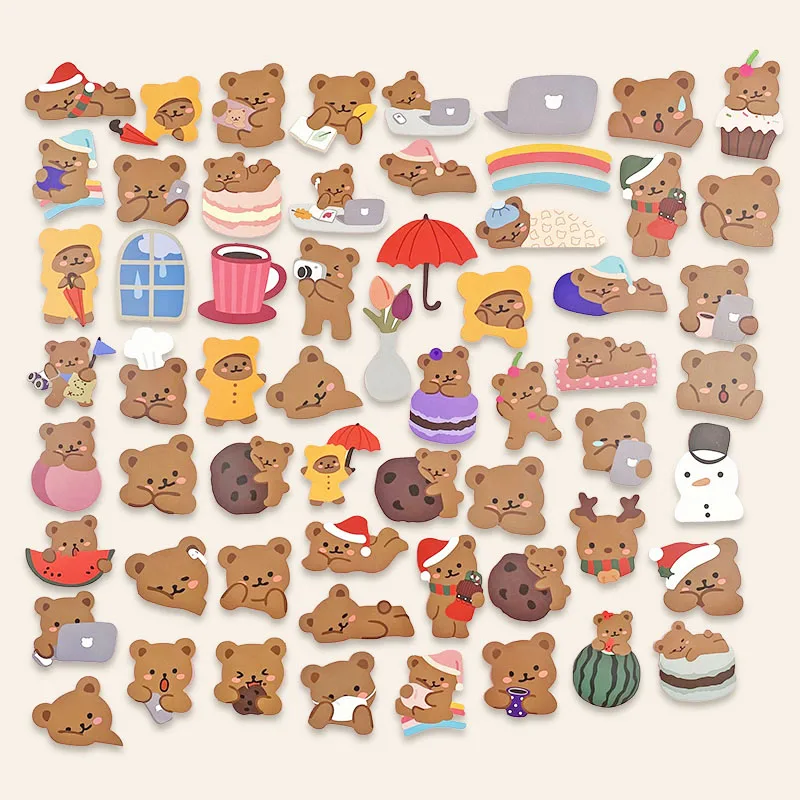 60Pcs//pack Cute Lazy  Bear Stickers Scrapbooking Decorative Sticker DIY Diary