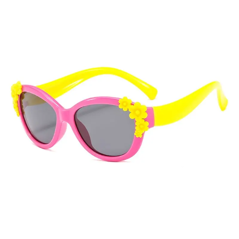 Детские солнцезащитные очки для мальчиков и девочек, детские силиконовые защитные поляризованные солнцезащитные очки с цветами - Цвет линз: 6