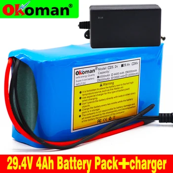 

24V 4Ah 7S2P 18650 Battery liion battery 29.4v 4000mAh electric bicycle moped /electric/lithium battery pack with BMS +charger