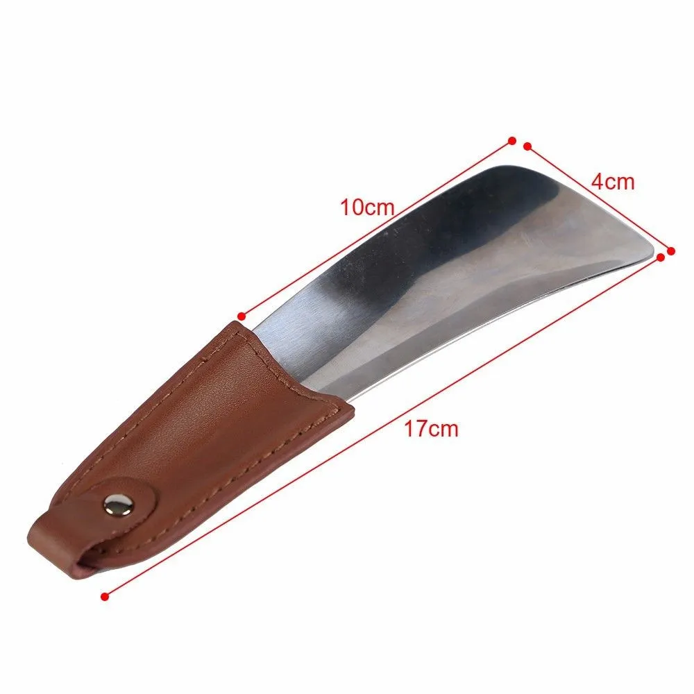 17 см для обуви из нержавеющей стали рог универсальный дорожный Shoehorn PU ручка для обуви рожок с кожаным ремешком дорожный рожок легко носить