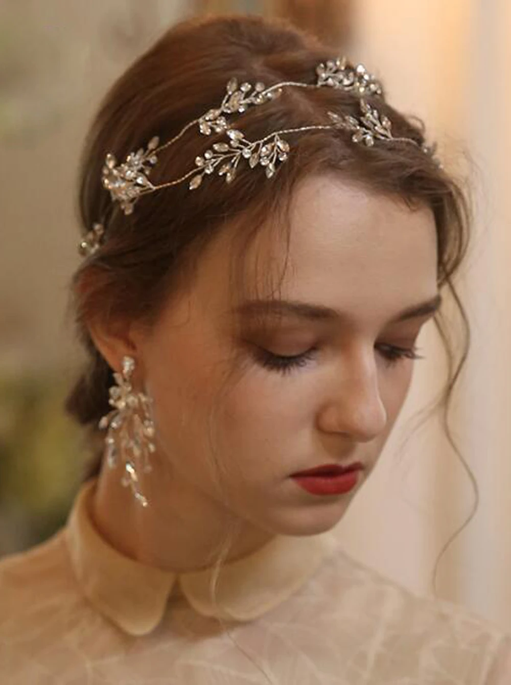 Bridal Silver Rhinestones Hair Vine Headband Wedding Head Jewelry Trendy Headpieces Prom Crystals Hair Accessories For Women