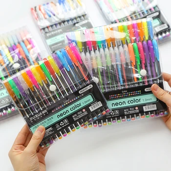 

12 18 24 36 48 Colors Kawaii Metallic Gel Pens Set Pastel Neon Glitter Sketch Drawing Highlighter Pen School Stationery 04102