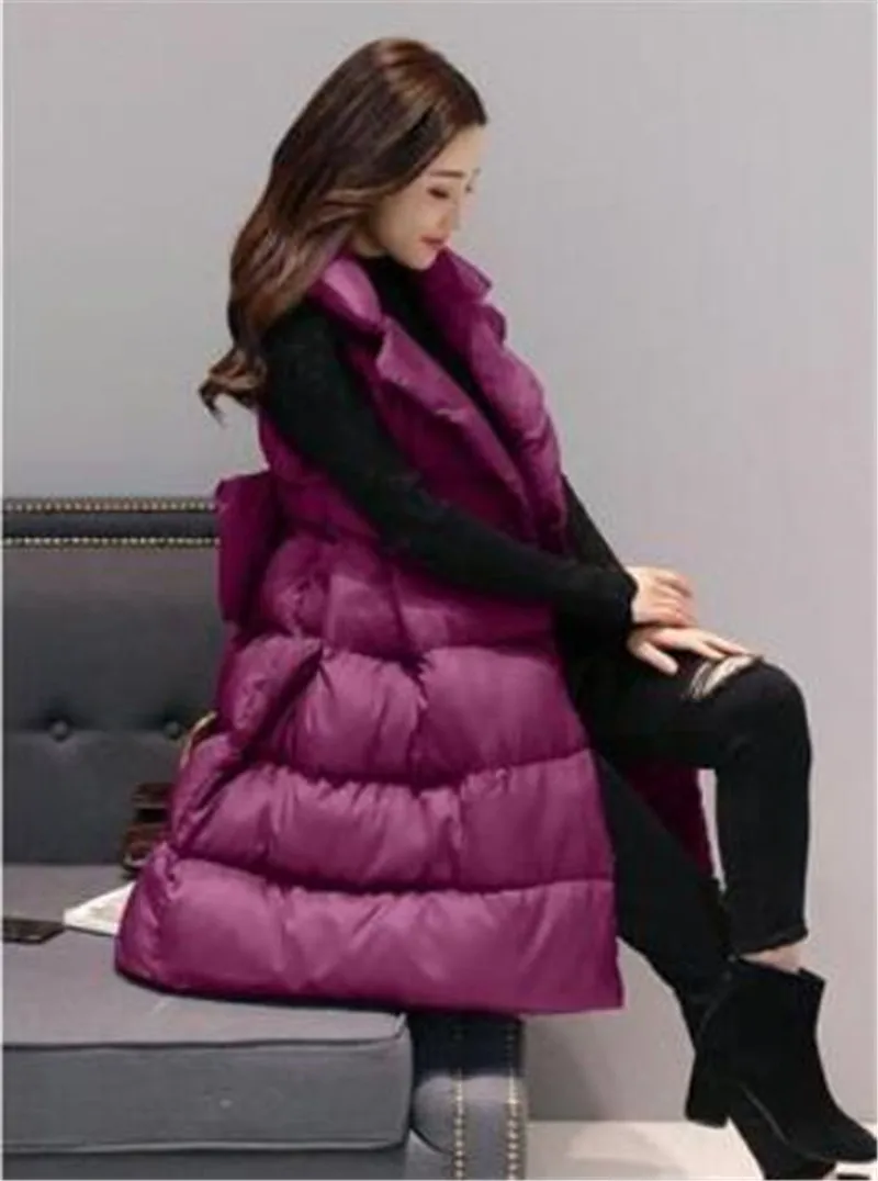 Длинный хлопковый жилет пальто Женская Veste Femme зимняя безрукавка женский жилет А-силуэт элегантная теплая парка жилет женский Z2250