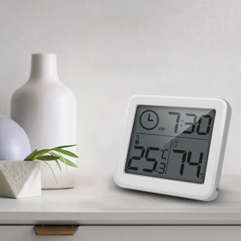 Digital Thermometer LCD Display Battery Powered Hygrometer Alarm Clock Indoor Thermo-hygrometer With Temperature Gauge 3.2 Inch | Дом и сад