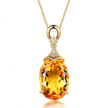  BLACK ANGEL 2020 New Luxury Mermaid 18K Gold Citrine Gemstone Pendant Necklace For Women Fashion Jewelry Christmas Gift 