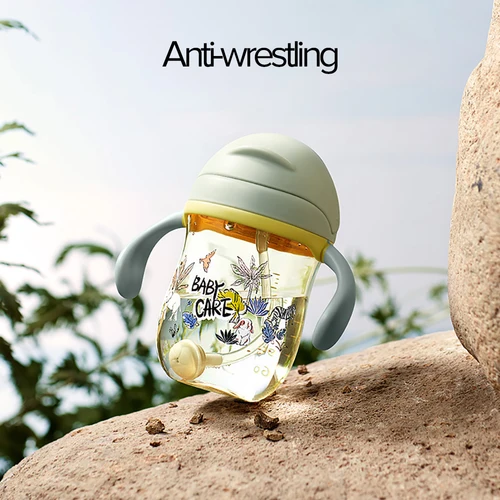 BC 베이비 케어 베이비 Sippy Cup 인쇄 Anti-choed Handle & Sling Feeding Duckbill Cup 중력 공 마시는 빨대 물병 5