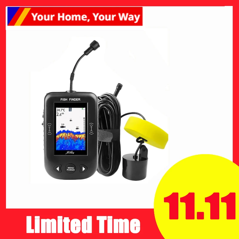 Улучшенный Xf02-C портативный эхолот с кабелем 9 м сигнализацией глубина 0 6-100